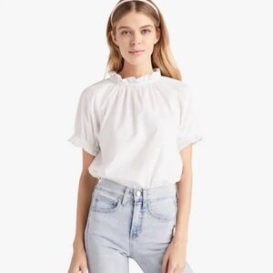 Hill House White Kit Ruffled Women's Top XS Blouse